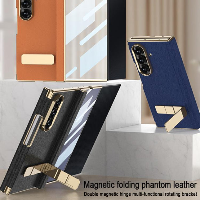 GKK Magnetic Folding Phantom Leather Single-Line Rotating Holder Phone Case, For Samsung Galaxy Z TriFold