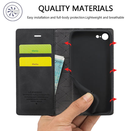 LC.IMEEKE Strong Magnetism Ultra-thin Horizontal Flip Shockproof Matte TPU + PU Leather Case with Holder & Card Slots & Wallet, For iPhone SE 2022 / SE 2020 / 8 / 7