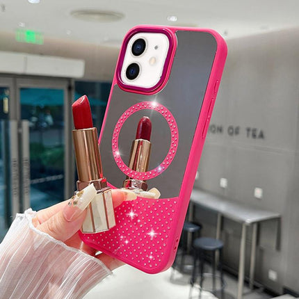 Crystal Mirror Surface Rhinestone Magnetic Phone Case, For iPhone 12 Pro, For iPhone 11