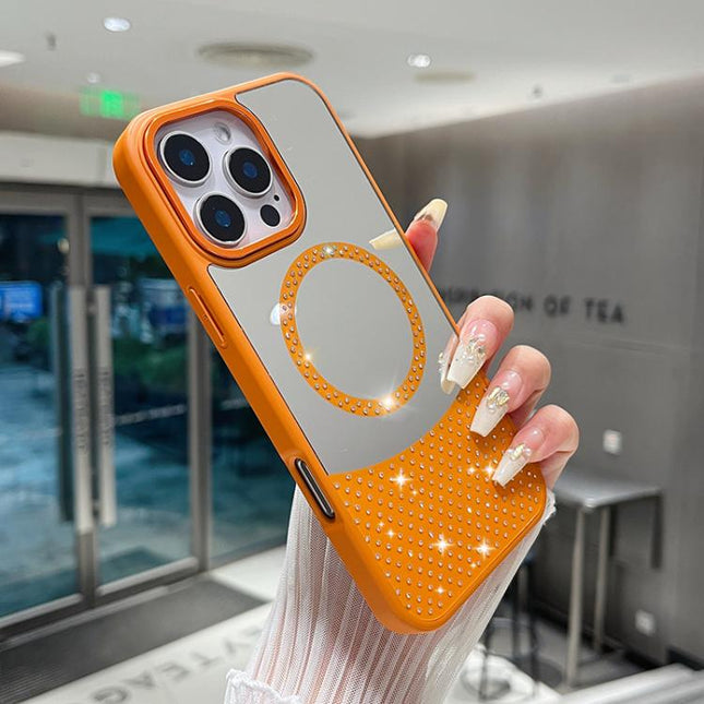Crystal Mirror Surface Rhinestone Magnetic Phone Case, For iPhone 12 Pro, For iPhone 11