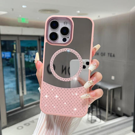 Crystal Mirror Surface Rhinestone Magnetic Phone Case, For iPhone 13, For iPhone 12, For iPhone 12 Pro Max