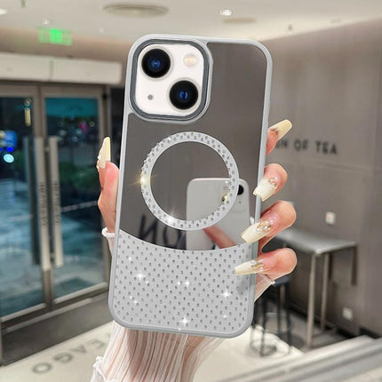 Crystal Mirror Surface Rhinestone Magnetic Phone Case, For iPhone 14 Plus, For iPhone 14, For iPhone 14 Pro