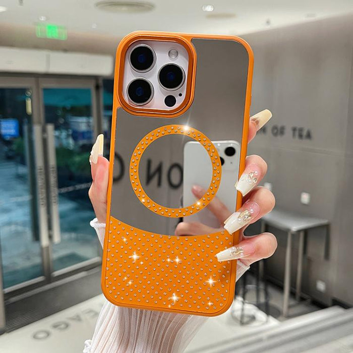 Crystal Mirror Surface Rhinestone Magnetic Phone Case, For iPhone 14 Pro Max, For iPhone 13 Pro Max, For iPhone 13 Pro