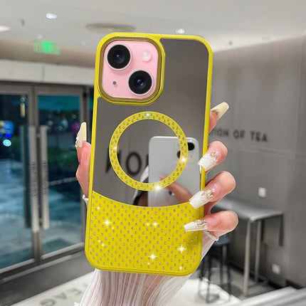 Crystal Mirror Surface Rhinestone Magnetic Phone Case, For iPhone 15 Pro, For iPhone 15 Plus, For iPhone 15