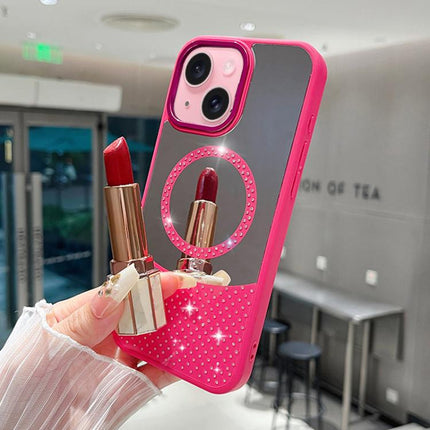 Crystal Mirror Surface Rhinestone Magnetic Phone Case, For iPhone 15 Pro, For iPhone 15 Plus, For iPhone 15