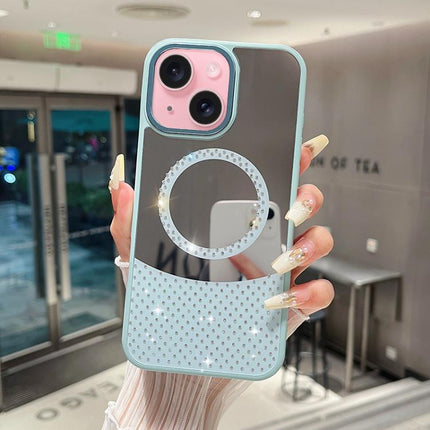 Crystal Mirror Surface Rhinestone Magnetic Phone Case, For iPhone 15 Pro, For iPhone 15 Plus, For iPhone 15