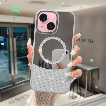 Crystal Mirror Surface Rhinestone Magnetic Phone Case, For iPhone 15 Pro, For iPhone 15 Plus, For iPhone 15