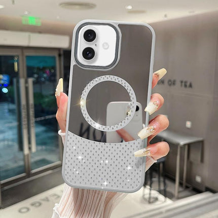 Crystal Mirror Surface Rhinestone Magnetic Phone Case, For iPhone 16 Plus, For iPhone 16, For iPhone 15 Pro Max