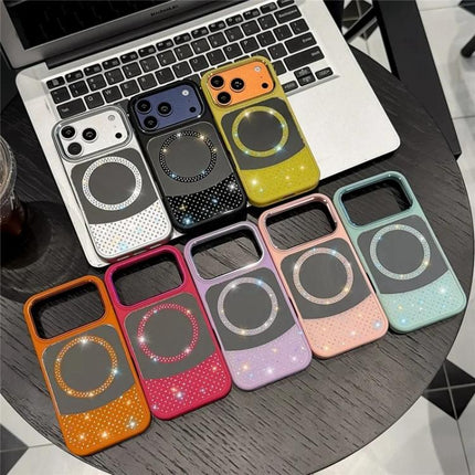 Crystal Mirror Surface Rhinestone Magnetic Phone Case, For iPhone 15 Pro, For iPhone 15 Plus, For iPhone 15