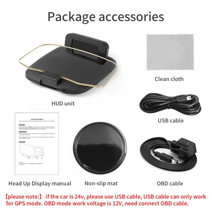 C1 OBD2 + GPS Mode Car HUD Head-up Display Compass / Speed / Water Temperature / Voltage Display / Speed Alarm / Fault Alarm, C1 Without Navigation Function