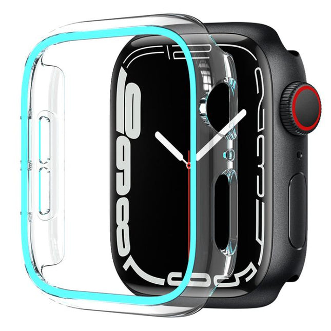 XDfind Transparent Luminous Half Coverage Hollow PC Watch Case, For Apple Watch Series 44mm, For Apple Watch Series 40mm, For Apple Watch Series 11 46mm / 10 46mm, For Apple Watch Series 11 42mm / 10 42mm