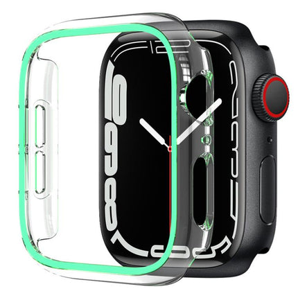 XDfind Transparent Luminous Half Coverage Hollow PC Watch Case, For Apple Watch Series 9 / 8 / 7 45mm, For Apple Watch Series 9 / 8 / 7 41mm
