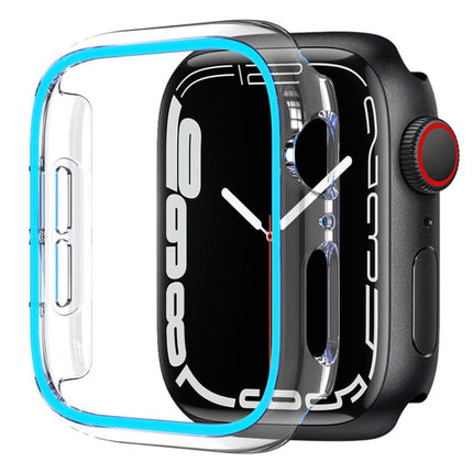 XDfind Transparent Luminous Half Coverage Hollow PC Watch Case, For Apple Watch Series 9 / 8 / 7 45mm, For Apple Watch Series 9 / 8 / 7 41mm