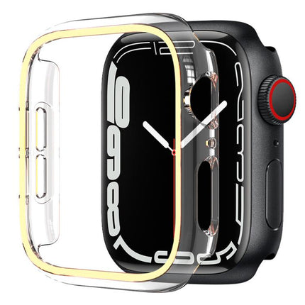 XDfind Transparent Luminous Half Coverage Hollow PC Watch Case, For Apple Watch Series 9 / 8 / 7 45mm, For Apple Watch Series 9 / 8 / 7 41mm