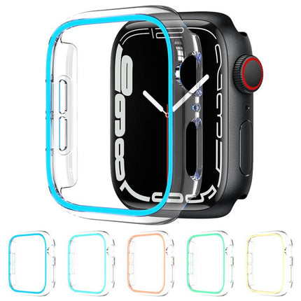 XDfind Transparent Luminous Half Coverage Hollow PC Watch Case, For Apple Watch Series 9 / 8 / 7 45mm, For Apple Watch Series 9 / 8 / 7 41mm