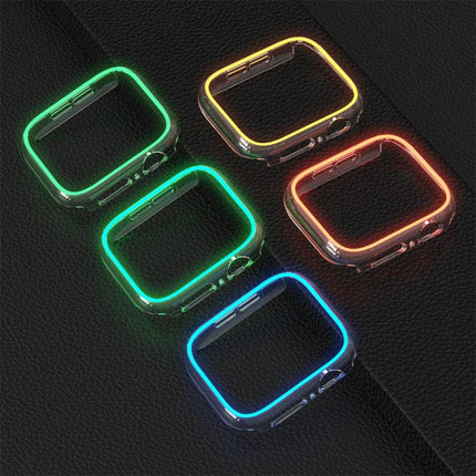 XDfind Transparent Luminous Half Coverage Hollow PC Watch Case, For Apple Watch Series 9 / 8 / 7 45mm, For Apple Watch Series 9 / 8 / 7 41mm