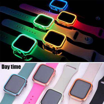 XDfind Transparent Luminous Half Coverage Hollow PC Watch Case, For Apple Watch Series 9 / 8 / 7 45mm, For Apple Watch Series 9 / 8 / 7 41mm