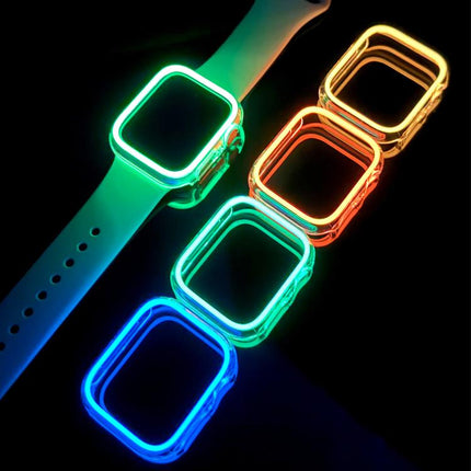 XDfind Transparent Luminous Half Coverage Hollow PC Watch Case, For Apple Watch Series 9 / 8 / 7 45mm, For Apple Watch Series 9 / 8 / 7 41mm