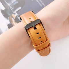 Plain Weave Genuine Leather Replacement Strap Watchband, For OPPO Watch 41mm, For OPPO Watch 46mm