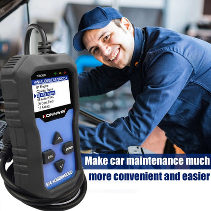 KONNWEI KW350 OBDII 12V Car Diagnostics Detector Scanner with 2 inch Black And White Display Screen V007 for Audi / Volkswagen, KW350