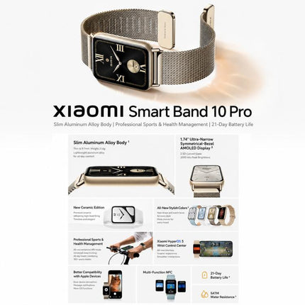 Original Xiaomi Smart Band 10 Pro, 1.74 inch AMOLED Screen 5ATM Waterproof Smart Watch, Support Blood Oxygen / Heart Rate Monitor, Smart Band 10 Pro Black, Smart Band 10 Pro Silver, Smart Band 10 Pro Pink