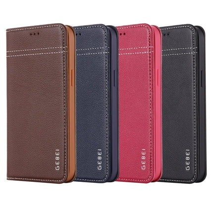 GEBEI Top-grain Leather Horizontal Flip Protective Case with Holder & Card Slots, For iPhone 12 mini, For iPhone 12 / 12 Pro, For iPhone 12 Pro Max