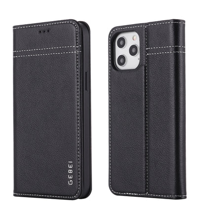 GEBEI Top-grain Leather Horizontal Flip Protective Case with Holder & Card Slots, For iPhone 12 / 12 Pro, For iPhone 12 Pro Max
