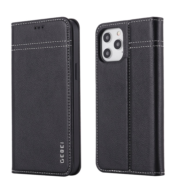 GEBEI Top-grain Leather Horizontal Flip Protective Case with Holder & Card Slots, For iPhone 12 / 12 Pro, For iPhone 12 Pro Max