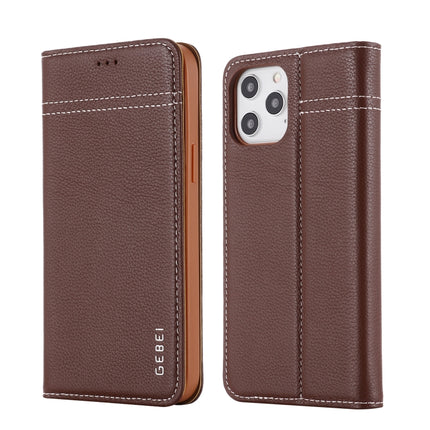 GEBEI Top-grain Leather Horizontal Flip Protective Case with Holder & Card Slots, For iPhone 12 / 12 Pro, For iPhone 12 Pro Max
