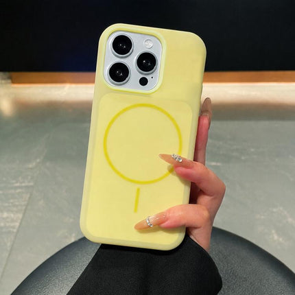 Ice Cream Skin Feel Liquid Silicone Fine Circle Magnetic Phone Case, For iPhone 15 Pro Max, For iPhone 15 Pro