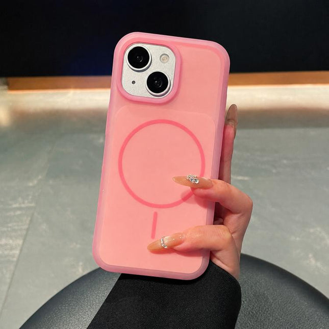 Ice Cream Skin Feel Liquid Silicone Fine Circle Magnetic Phone Case, For iPhone 15, For iPhone 14