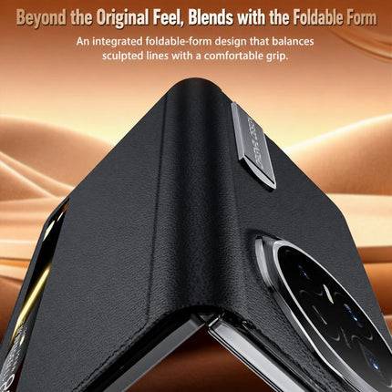 Metal Bar-Type Holder Smart View Window Genuine Leather Phone Case, For Honor Magic V6