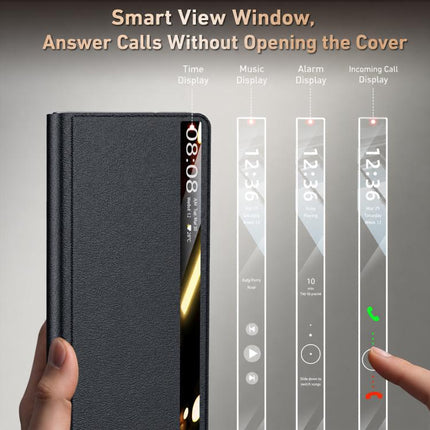 All-inclusive Smart View Window Genuine Leather Phone Case, For Honor Magic V6