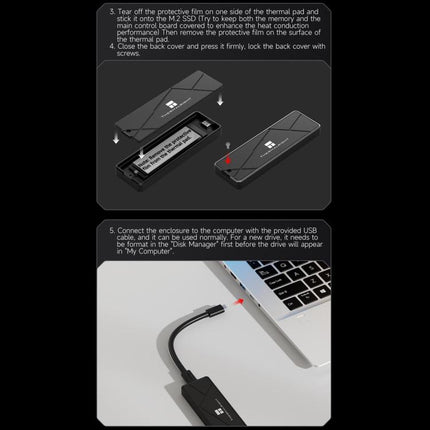 THERMALRIGHT HR-EB115 20Gbps M.2 NVMe SSD Enclosure with Type-C to Type-C Cable, EB115-20G C-C Cable