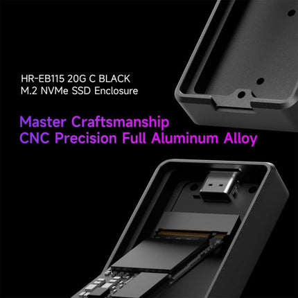THERMALRIGHT HR-EB115 20Gbps M.2 NVMe SSD Enclosure with Type-C to Type-C Cable, EB115-20G C-C Cable