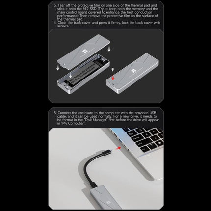 THERMALRIGHT HR-EB115 20Gbps M.2 NVMe SSD Enclosure with Type-C to Type-C Cable, EB115-20G C-C Cable