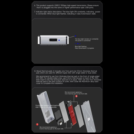 THERMALRIGHT HR-EB115 20Gbps M.2 NVMe SSD Enclosure with Type-C to Type-C Cable, EB115-20G C-C Cable