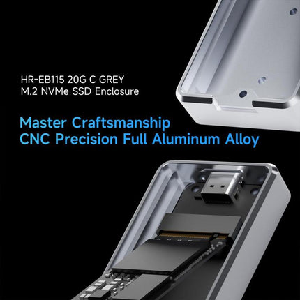THERMALRIGHT HR-EB115 20Gbps M.2 NVMe SSD Enclosure with Type-C to Type-C Cable, EB115-20G C-C Cable