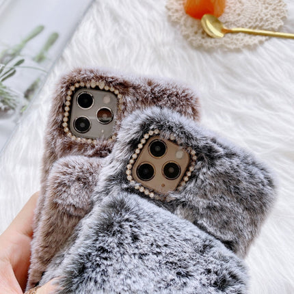 Rose Flower Hand Warmer Plush Shockproof TPU Case, For iPhone 12 / 12 Pro