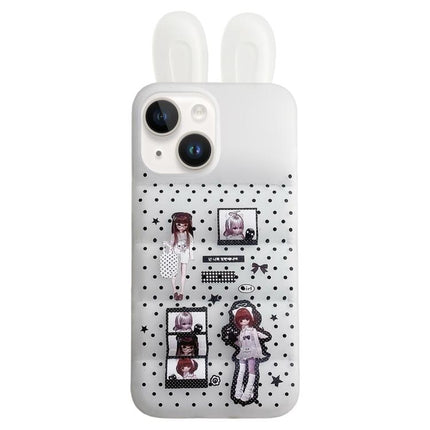 Bunny Ears Puffer Cartoon Characters TPU Phone Case, For iPhone 13 Pro Max, For iPhone 13, For iPhone 12 Pro Max