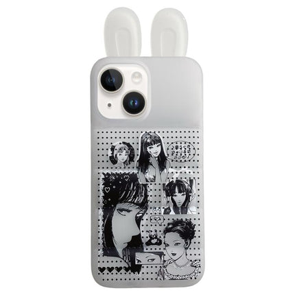 Bunny Ears Puffer Cartoon Characters TPU Phone Case, For iPhone 15 Pro Max, For iPhone 15 Pro, For iPhone 15, For iPhone 14, For iPhone 14 Pro, For iPhone 14 Pro Max