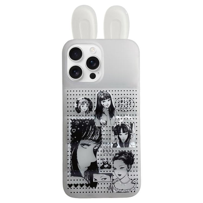 Bunny Ears Puffer Cartoon Characters TPU Phone Case, For iPhone 15 Pro Max, For iPhone 15 Pro, For iPhone 15, For iPhone 14, For iPhone 14 Pro, For iPhone 14 Pro Max