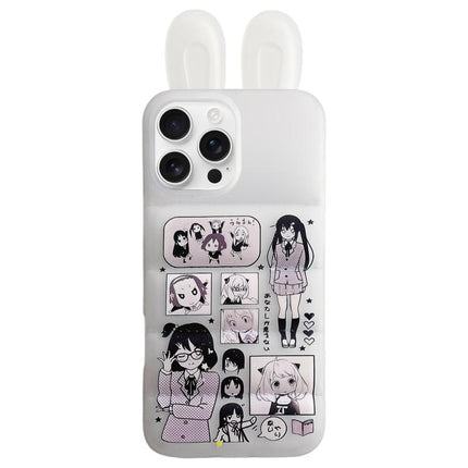 Bunny Ears Puffer Cartoon Characters TPU Phone Case, For iPhone 17 Pro Max, For iPhone 17 Pro, For iPhone 17, For iPhone 16 Pro Max, For iPhone 16 Pro, For iPhone 16