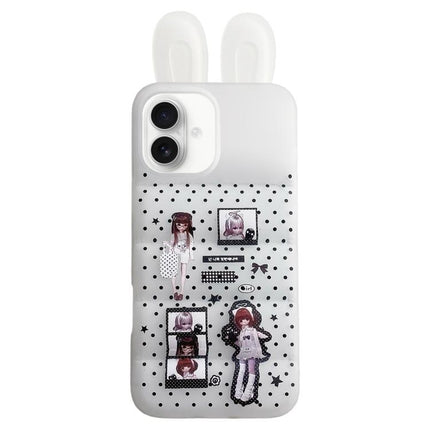 Bunny Ears Puffer Cartoon Characters TPU Phone Case, For iPhone 17 Pro Max, For iPhone 17 Pro, For iPhone 17, For iPhone 16 Pro Max, For iPhone 16 Pro, For iPhone 16