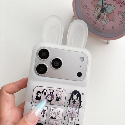 Bunny Ears Puffer Cartoon Characters TPU Phone Case, For iPhone 15 Pro Max, For iPhone 15 Pro, For iPhone 15, For iPhone 14, For iPhone 14 Pro, For iPhone 14 Pro Max