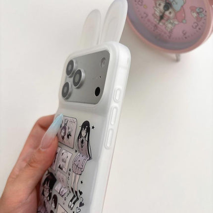 Bunny Ears Puffer Cartoon Characters TPU Phone Case, For iPhone 17 Pro Max, For iPhone 17 Pro, For iPhone 17, For iPhone 16 Pro Max, For iPhone 16 Pro, For iPhone 16