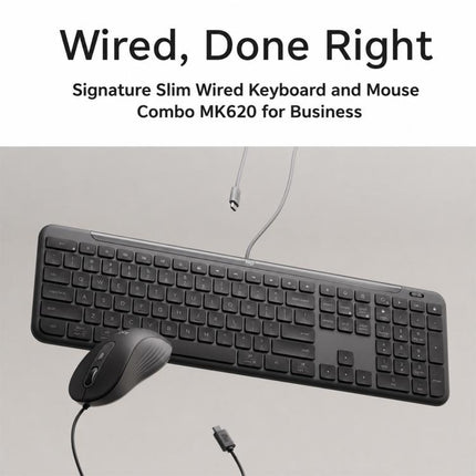Logitech MK620 Signature Slim Wired Keyboard and Wired Mouse Combo for Business