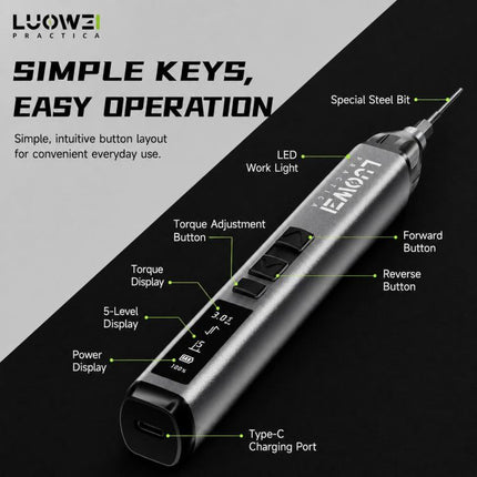 LUOWEI Adjustable Torque Electric Screwdriver Set, S1, S1 Pro