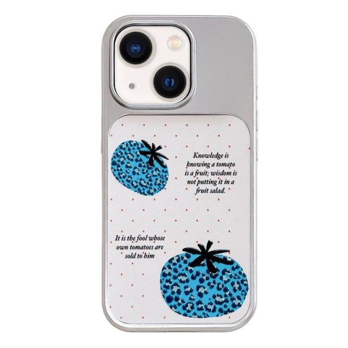 Electroplated Silver Frame Glitter Embossed Phone Case, For iPhone 13 / 14