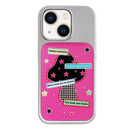 Electroplated Silver Frame Glitter Embossed Phone Case, For iPhone 13 / 14
